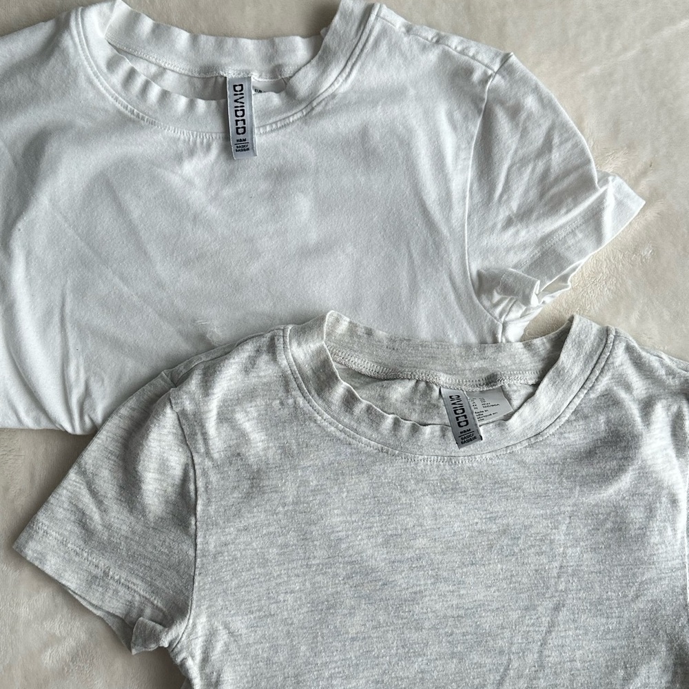 DIVIDED White and Gray T-Shirts